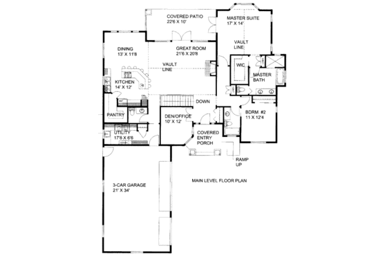 Floor Plan - Main Floor for European House Plan #117-775 - 2 bed, 3.5 bath