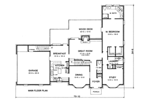 Floor Plan - Main Floor for European House Plan #10-249 - 4 bed, 2.5 bath
