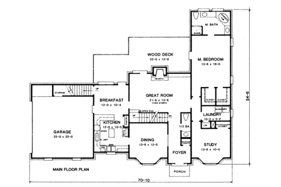 Floor Plan - Main Floor for European House Plan #10-249 - 4 bed, 2.5 bath