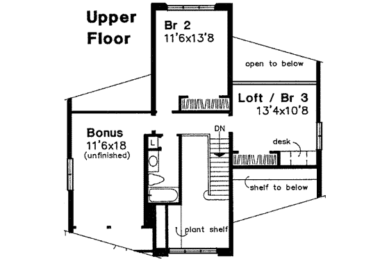 Floor Plan - Upper Floor for Traditional House Plan #320-113 - 4 bed, 2.5 bath