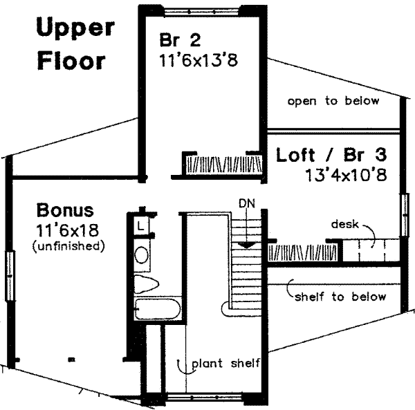 Traditional Floor Plan - Upper Floor Plan #320-113