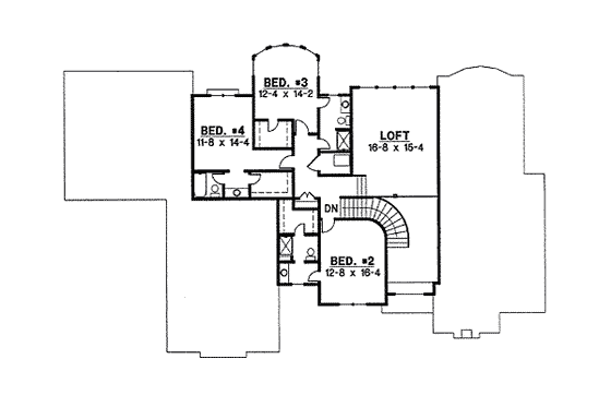 Floor Plan - Upper Floor for Traditional House Plan #67-823 - 4 bed, 4 bath