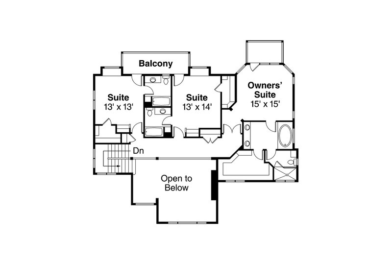House Blueprint - Floor Plan - Other Floor for Mediterranean House Plan #124-1016 - 4 bed, 4.5 bath
