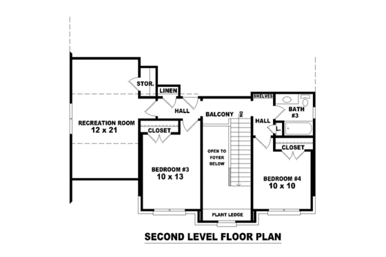 Floor Plan - Upper Floor for European House Plan #81-1475 - 4 bed, 3 bath