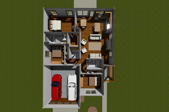Floor Plan - Main Floor for Traditional House Plan #513-10 - 3 bed, 2 bath