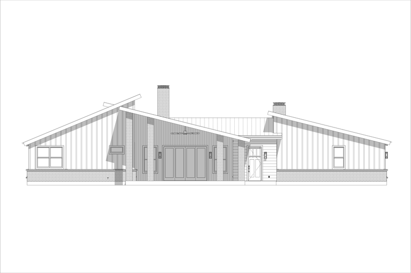 House Blueprint - Exterior - Rear Elevation 1 for Modern House Plan #1127-18 - 4 bed, 3 bath