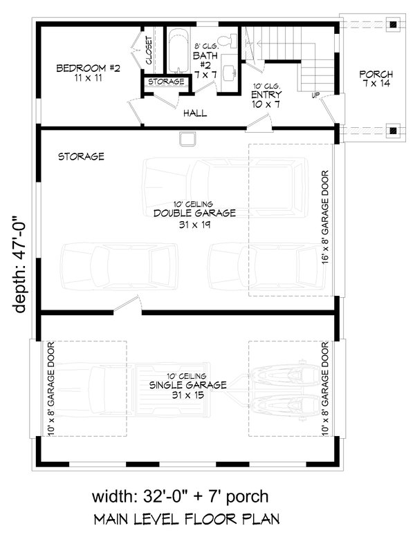 Contemporary Floor Plan - Lower Floor Plan #932-1189