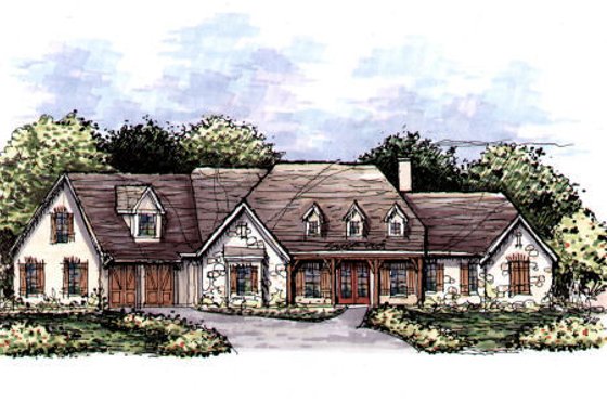 Exterior - Front Elevation for Country House Plan #141-331 - 4 bed, 3.5 bath