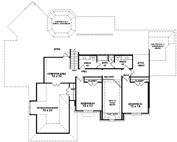 European Floor Plan - Upper Floor Plan #81-603