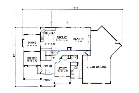 Floor Plan - Main Floor for Traditional House Plan #67-550 - 4 bed, 2.5 bath