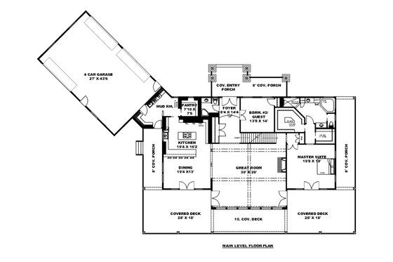 Floor Plan - Main Floor for Contemporary House Plan #117-979 - 4 bed, 4 bath