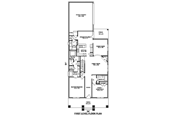 Floor Plan - Main Floor for Bungalow House Plan #81-950 - 3 bed, 3 bath