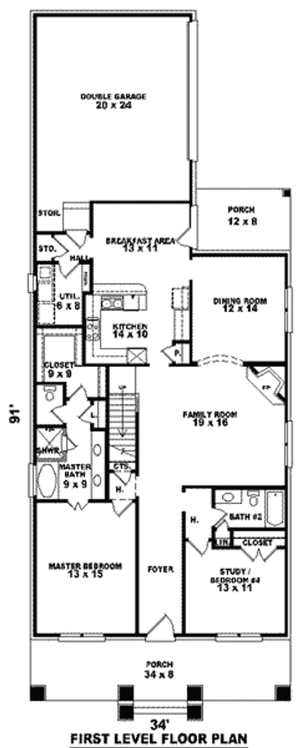 Floor Plan - Main Floor for Bungalow House Plan #81-950 - 3 bed, 3 bath