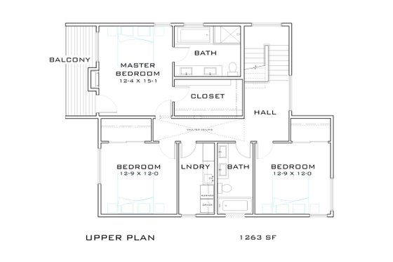 Floor Plan - Upper Floor for Contemporary House Plan #909-9 - 3 bed, 2.5 bath