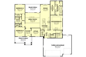 Floor Plan - Main Floor for Ranch House Plan #430-212 - 3 bed, 2.5 bath
