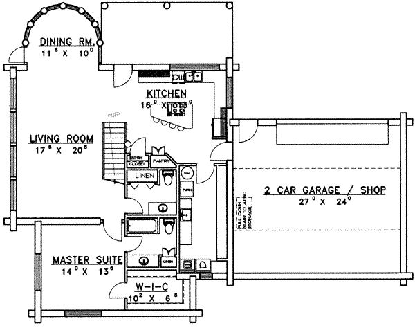 Architectural House Design - Log Floor Plan - Main Floor Plan #117-109