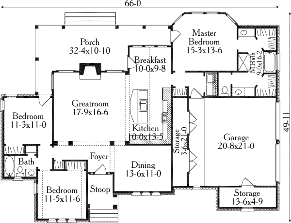 Home Plan - Traditional Floor Plan - Main Floor Plan #406-295