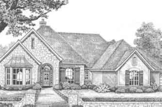 Exterior - Front Elevation for European House Plan #310-380 - 3 bed, 3.5 bath