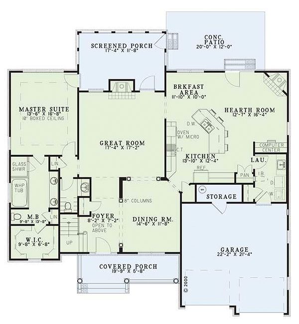 House Design - Traditional Floor Plan - Main Floor Plan #17-2045