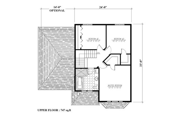 Floor Plan - Upper Floor for Victorian House Plan #138-351 - 3 bed, 1.5 bath