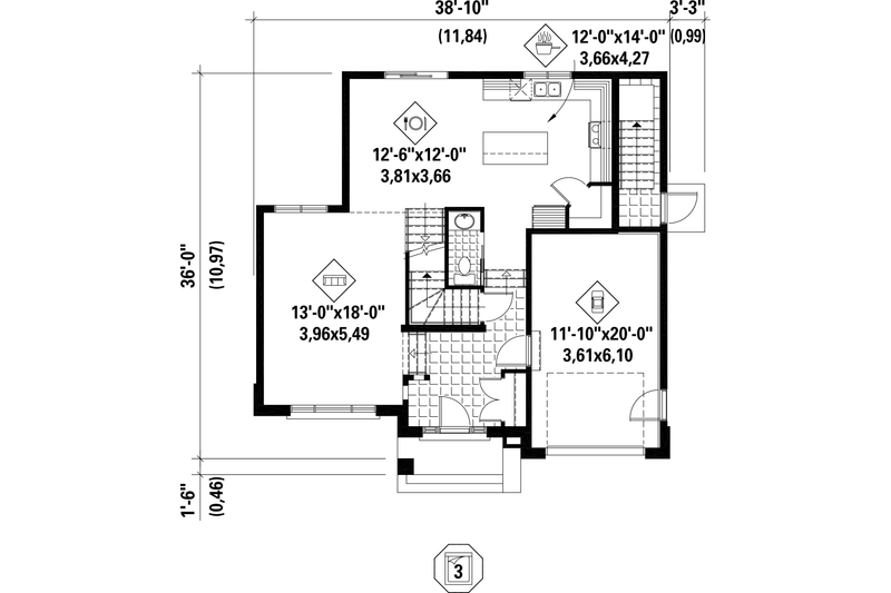 House Design - Floor Plan - Main Floor for Contemporary House Plan #25-4379 - 4 bed, 2 bath
