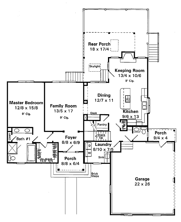 House Design - Traditional Floor Plan - Main Floor Plan #41-145