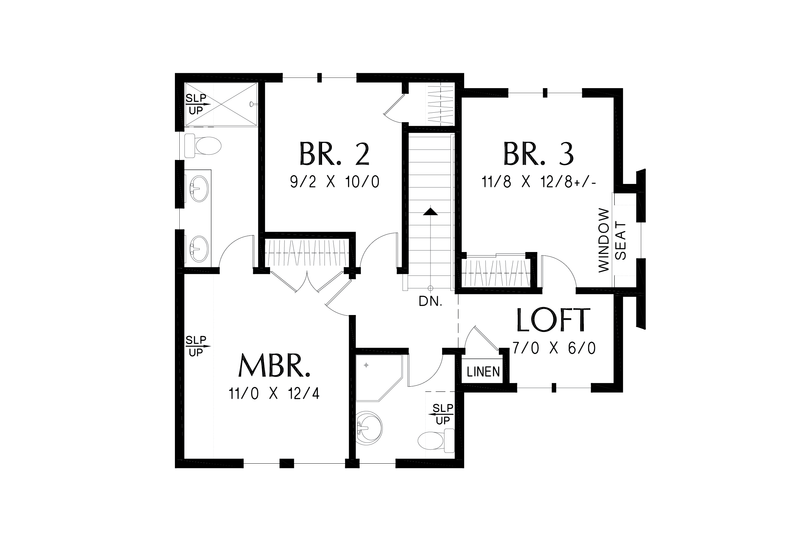 House Blueprint - Floor Plan - Upper Floor for Cottage House Plan #48-1094 - 3 bed, 2.5 bath