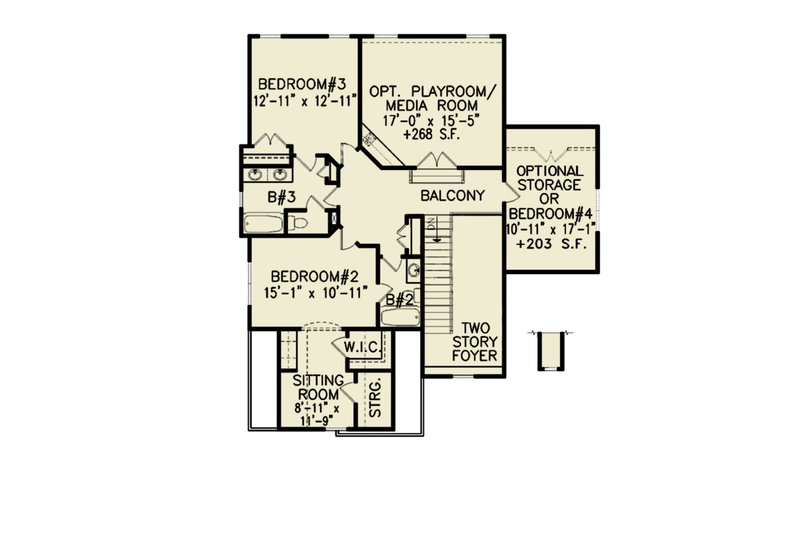 House Plan Design - Floor Plan - Upper Floor for Traditional House Plan #54-452 - 4 bed, 3.5 bath