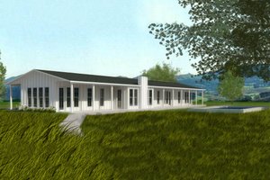 Exterior - Rear Elevation for Ranch House Plan #888-6 - 3 bed, 3 bath