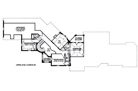 Floor Plan - Upper Floor for European House Plan #141-250 - 4 bed, 4.5 bath
