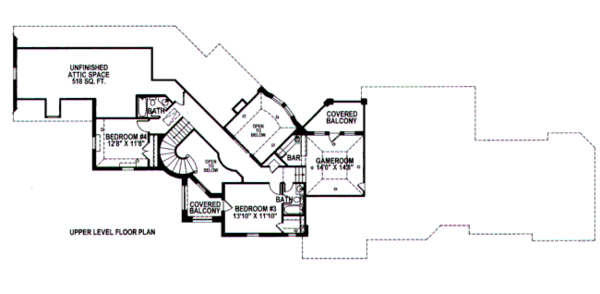 European Floor Plan - Upper Floor Plan #141-250