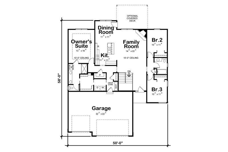 Ranch Style House Plan - 3 Beds 2 Baths 1676 Sq/Ft Plan #20-2322 ...