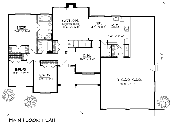 Home Plan - Traditional Floor Plan - Main Floor Plan #70-208
