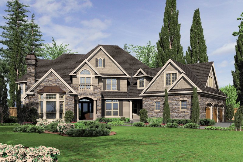 Home Plan - Front view - 6000 square foot European home