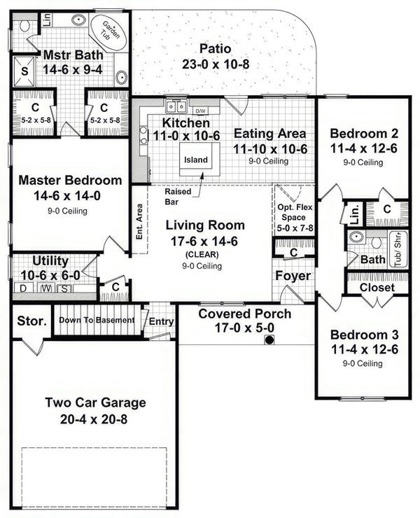 House Blueprint - Cottage Floor Plan - Main Floor Plan #21-573