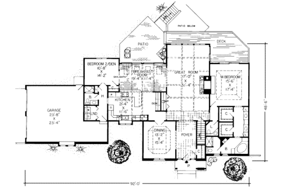 Floor Plan - Main Floor for European House Plan #312-217 - 4 bed, 3.5 bath