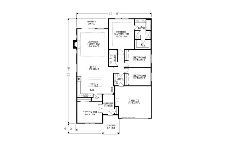 House Design - Floor Plan - Main Floor for Prairie House Plan #53-765 - 4 bed, 2 bath