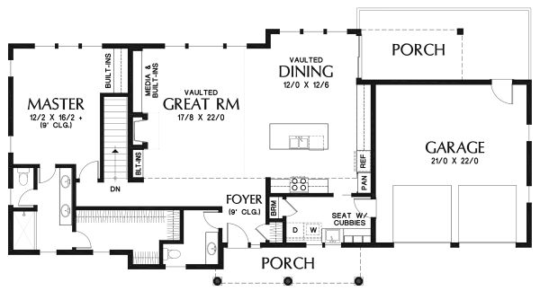 House Design - Craftsman Floor Plan - Main Floor Plan #48-970