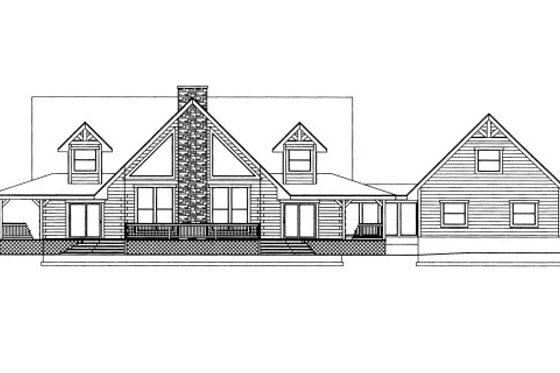 Exterior - Front Elevation 3 for Log House Plan #117-591 - 3 bed, 2 bath