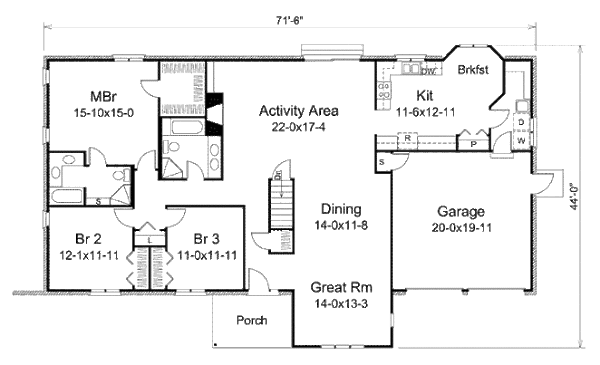 Mediterranean Floor Plan - Main Floor Plan #57-434