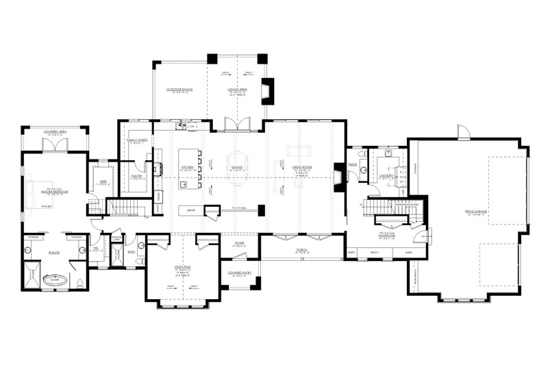 House Blueprint - Floor Plan - Main Floor for Farmhouse House Plan #1114-102 - 5 bed, 4.5 bath