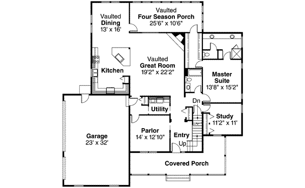 House Plan Design - Farmhouse Floor Plan - Main Floor Plan #124-197