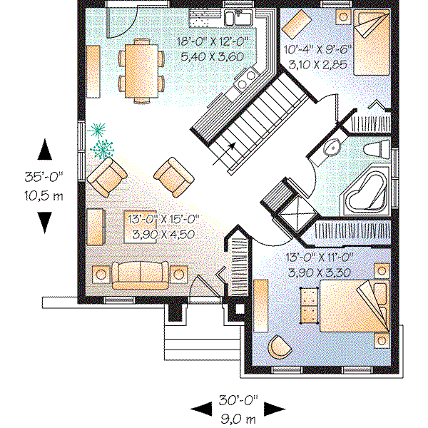 House Plan Design - Cottage Floor Plan - Main Floor Plan #23-619