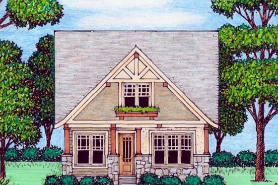Exterior - Front Elevation for Craftsman House Plan #413-872 - 4 bed, 3.5 bath