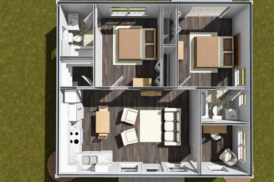 Floor Plan - Main Floor for Cottage House Plan #513-2307 - 2 bed, 2 bath