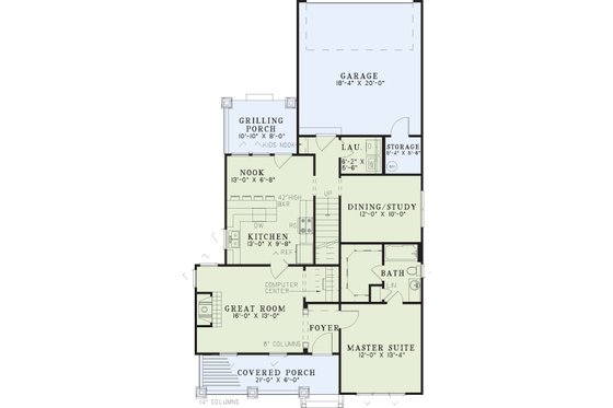 Floor Plan - Main Floor for Country House Plan #17-2218 - 3 bed, 2 bath