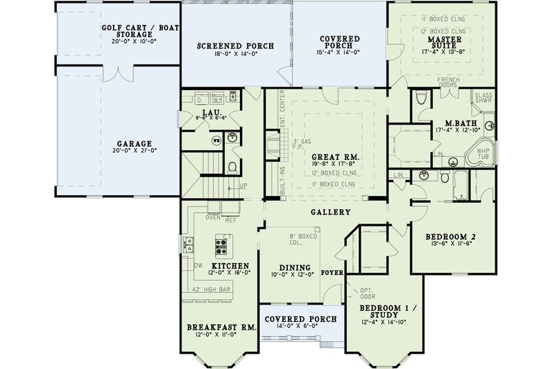Dream House Plan - Floor Plan - Main Floor for Country House Plan #17-219 - 3 bed, 4 bath