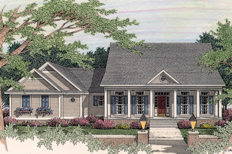 Dream House Plan - Country Exterior - Front Elevation Plan #406-9641