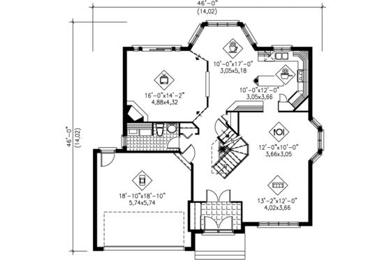 Floor Plan - Main Floor for Traditional House Plan #25-2151 - 4 bed, 2.5 bath