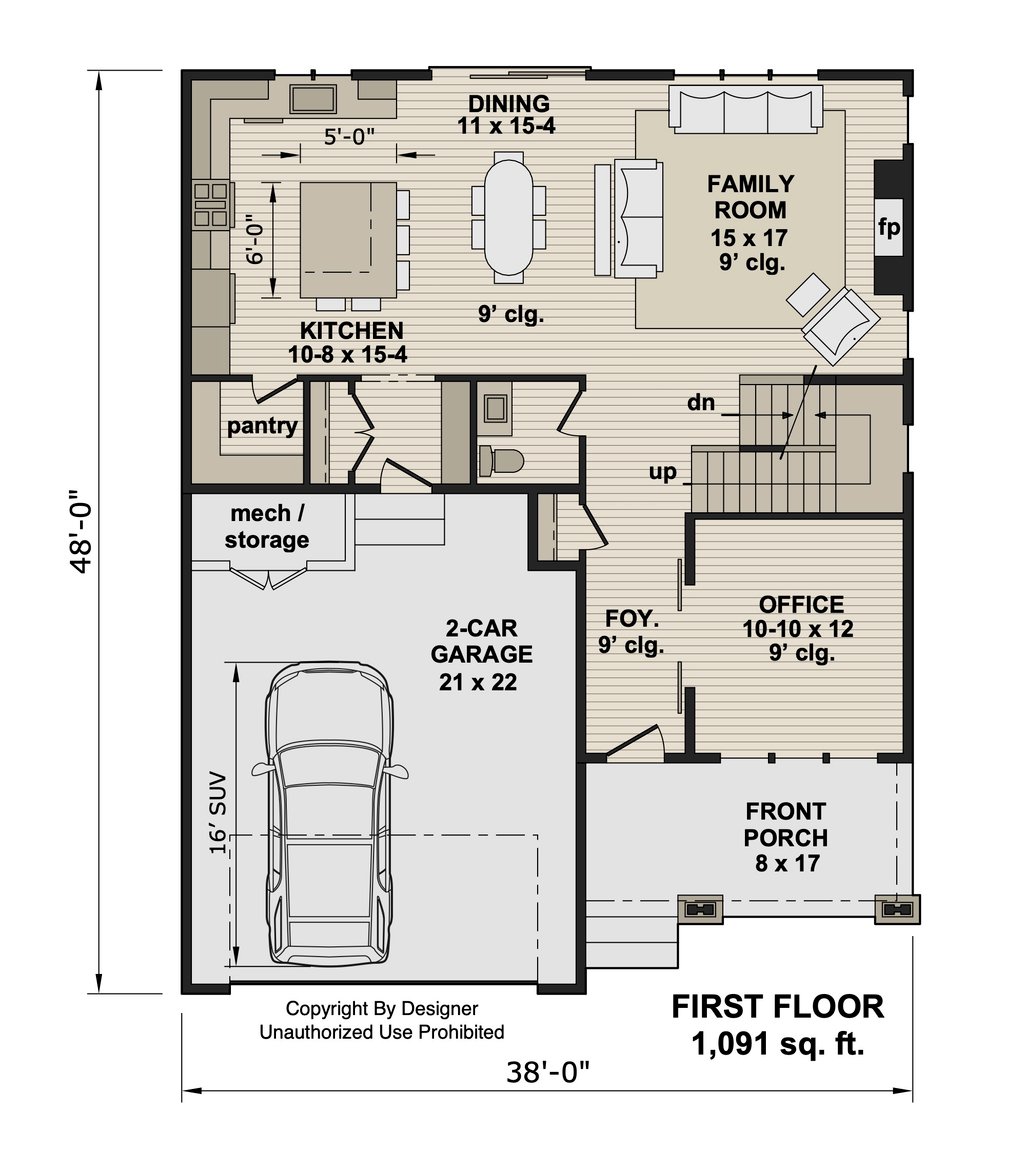 Floor Plan - Main Floor for Craftsman House Plan #51-1521 - 4 bed, 2.5 bath